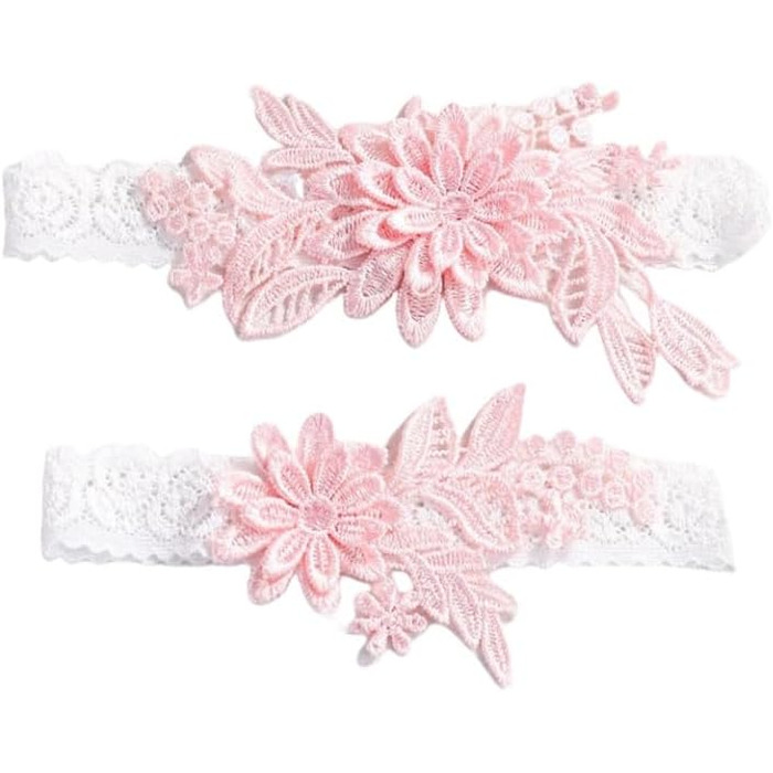 Жінські мереживні стрічки-тримачі для панчіх YUEKOPOU. 1 пара. Ідеально для весілля, вечірки, косплею, прому. Рожевий колір.