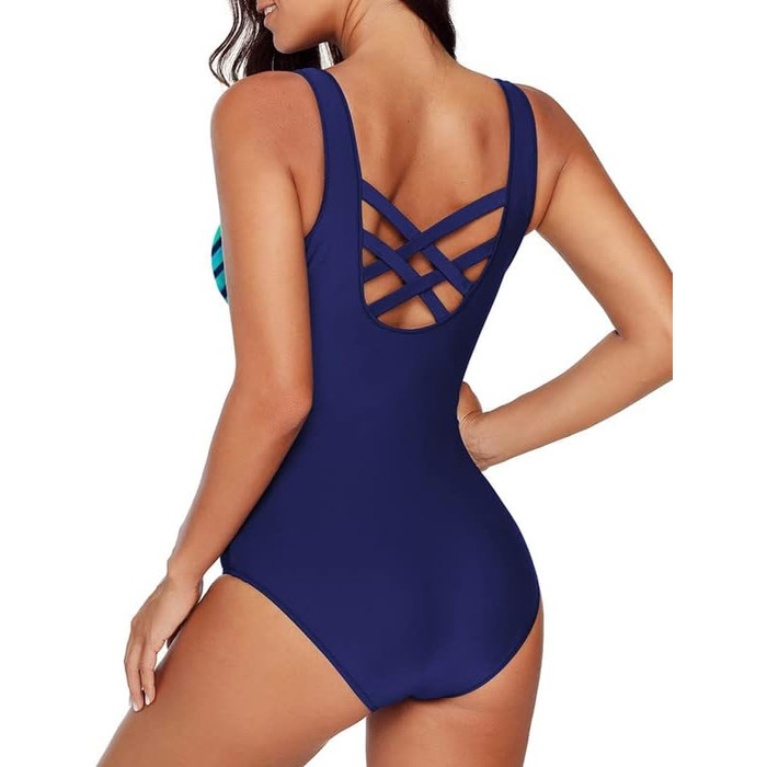 Світшот Bsubseach для жінок, корегуючий животик, купальник з перехресною спинкою (XL, синій)