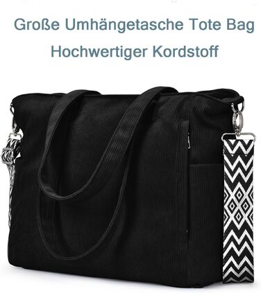 Жіноча сумка-шопер Oscaurt: велика сумка через плече та сумка-тоут з регульованим ременем для покупок, подорожей та роботи (набір 2 шт, чорний)
