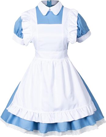 Костюм для косплею в стилі аніме Lolita, французька служниця, 6 предметів: спідниця, рукавички, головний убір, шкарпетки, XXL, блакитний