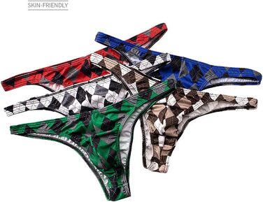 Сліпекси чоловічі Faringoto, принт, Eisseide, дихаючі, бікіні, G-String, XL, 5 пар