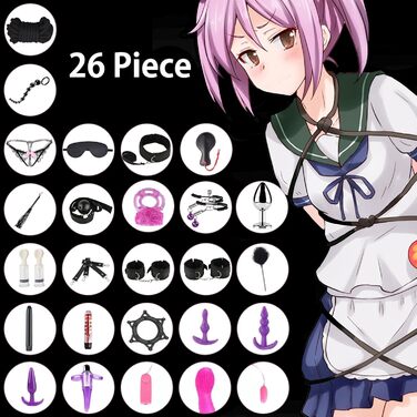 Набір для БДСМ з 26 елементів Qoosea: наручники, мотузки, анальні та бут плагі, для пар