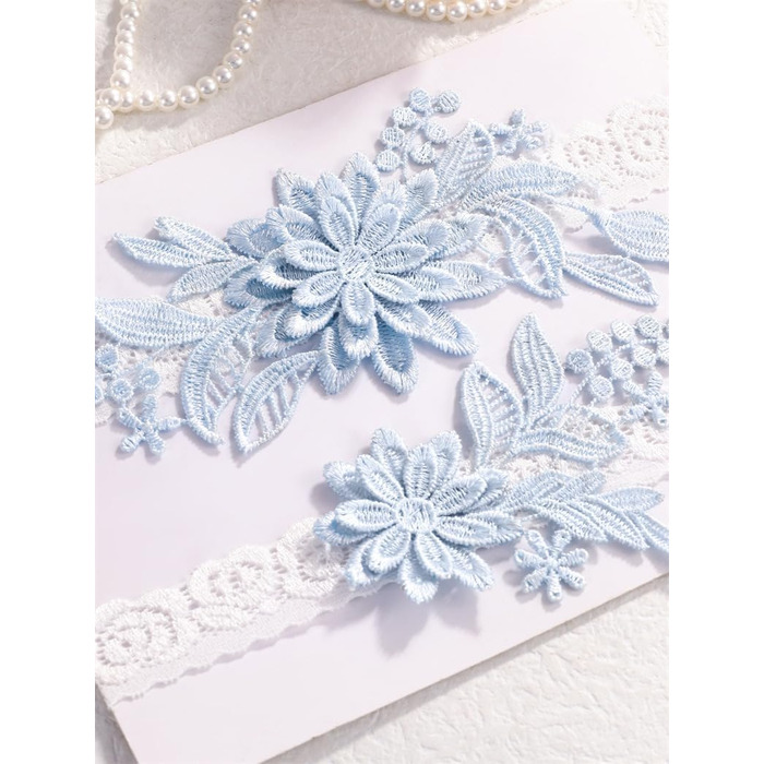 Жінські мереживні стрічки-тримачі для панчіх YUEKOPOU. 1 пара мереживних стрічок для наречених, весільних аксесуарів, костюмів, вечірок. Колір: світло-блакитний