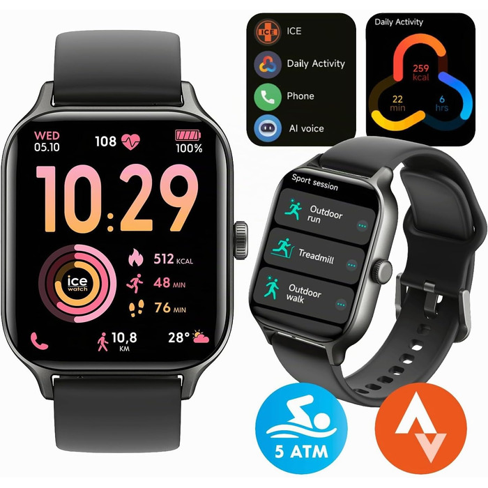 Смарт-годинник Ice-Watch Ice Fit RT 3.0 Nude для жінок, силіконовий ремінець, дисплей 1.75