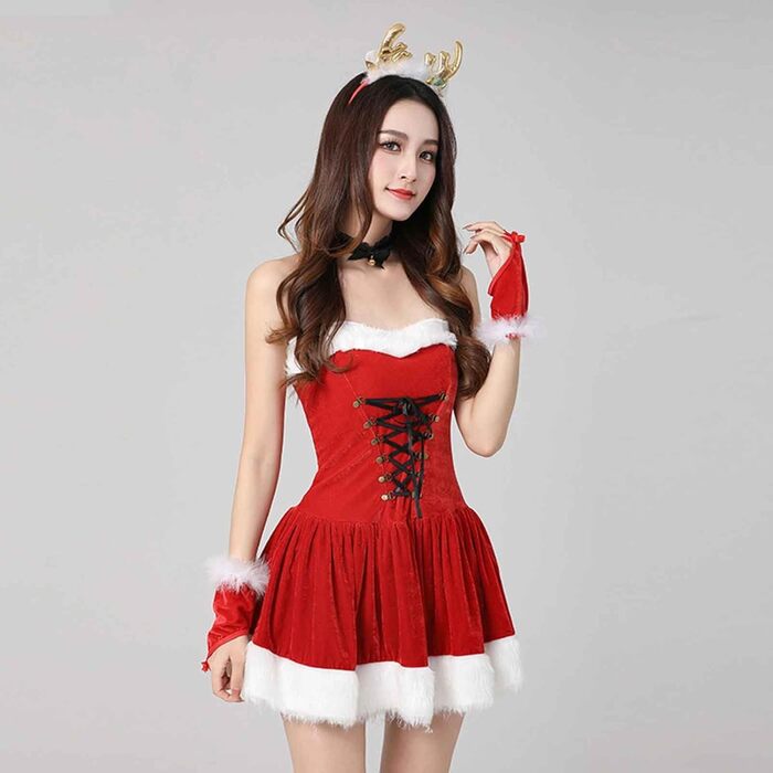 Сексуальна нічна сорочка та комплект білизни з мереживом для жінок. Ідеально для святкування Дня святого Валентина та Різдва. Червоний колір, універсальний розмір.