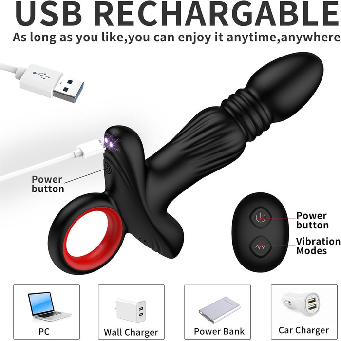 Вібратор для чоловіків, анальний плагін з пультом дистанційного керування, стимулятор простати, чорний