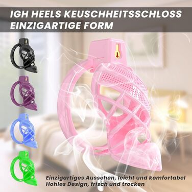 Набір для БДСМ: клітка для статевих органів, вібратор, 6 кільця для пеніса, керування через додаток, для чоловіків та пар (рожевий)