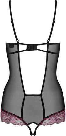 Корсет-боді Obsessive Zarter з витонченою мереживом та шнуванням, чорний (XXL), подарункова коробка