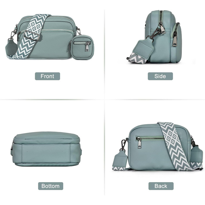 Жіноча сумка-кросбоді GASSDA з екошкіри, маленька сумка через плече з від’ємним ременем, світло-блакитна