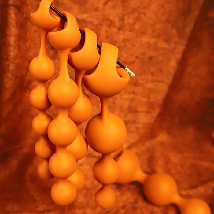 Анальні кульки з рідкого силікону Jomyu з ланцюгом для сексуальної стимуляції, анальний плаг з кільцем для утримання сперми, іграшки для секса, для чоловіків та жінок (XXL)