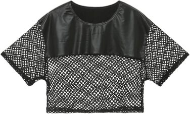 Чоловіча футболка з сітки та штучної шкіри - прозора, стильна