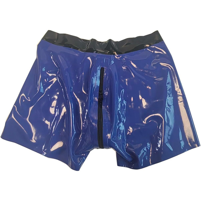 Боксери чоловічі з латексу блакитні Kangxinsheng з блискавкою спереду, для косплею, вечірок, костюмів, XXL