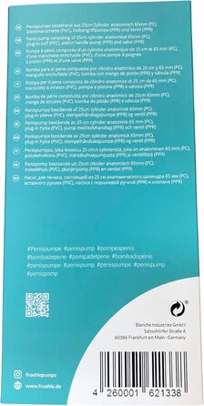 Анатомічний вакуумний насос для ерекції FRÖHLE PP023 XXL Professional, скляний, 1 шт.