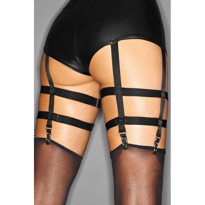 NOIR Спідниця-смугастий тримач панчіх Body Outrageous Wetlook чорного кольору - Розмір: M, 1 шт.