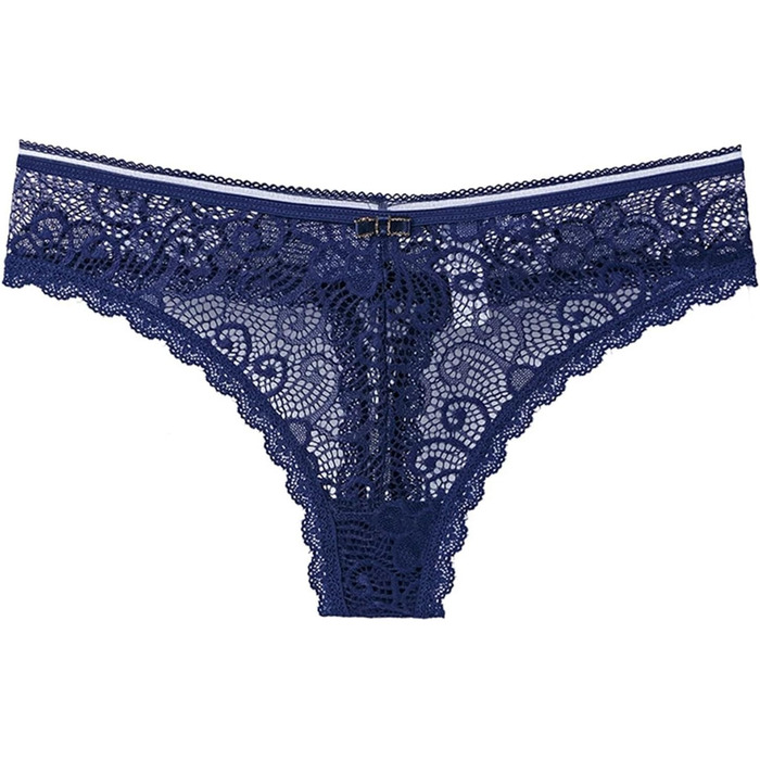 Сексуальні жіночі труси-сліпи з мереживом, 3 шт./набір, низька талія, безшовні, G-стрінг, для сну, еластичні, синій (L)