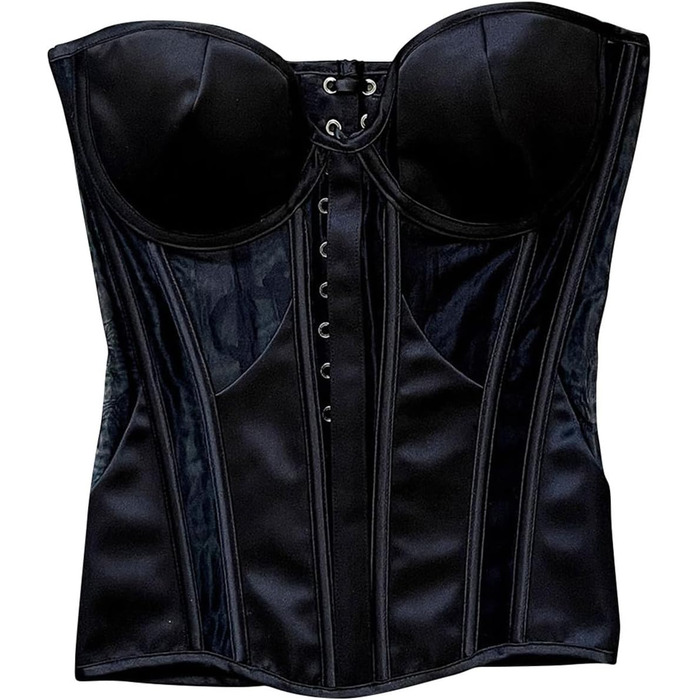 Жіночий корсетний топ у готичному стилі: корсаж на Хелловін, вінтаж, середньовіччя, без рукавів, стеampunk, бавовна, баучер, shapewear (чорний, S)