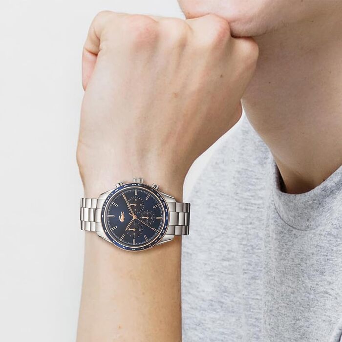 Чоловічий годинник Lacoste Boston Chronograph Blue Metal — кварцовий хронограф зі сталевим браслетом