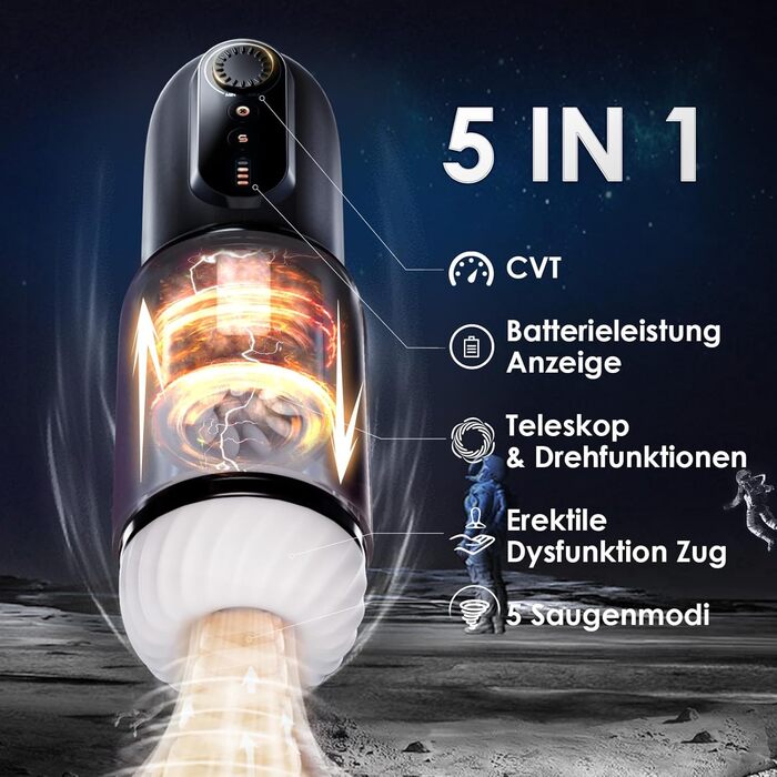 Електричний мастурбатор для чоловіків з телескопічною конструкцією, 5 режимів, вібрація, секс-іграшка