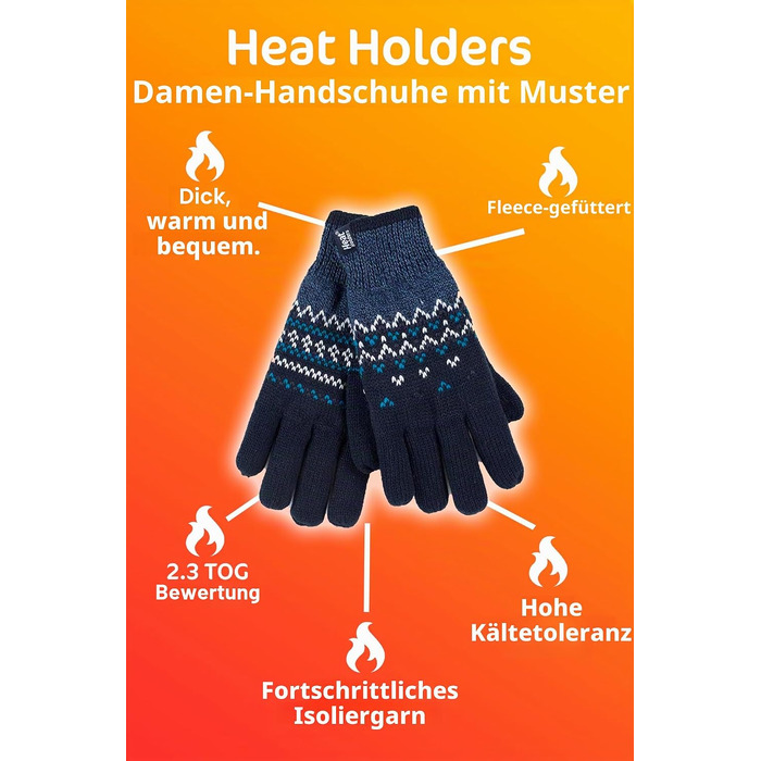 Жіночі терморукавички Heat Holders Trondheim для зими, темно-сині, розмір S-M
