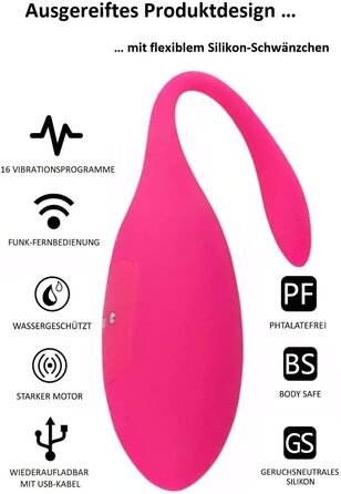 Вібратор JOY DeLuxe з пультом дистанційного керування - віброяйце з силікону, USB-зарядка