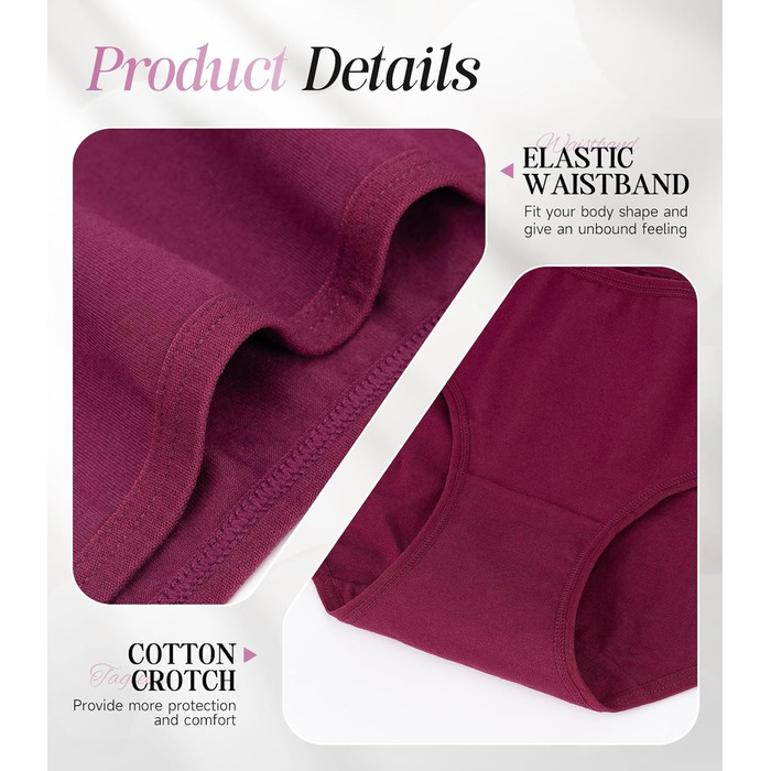 Танстц (TANSTC) жіночі труси-сліпи з бавовни, 6 шт. в упаковці, низька талія, еластичні, дихаючі, XS