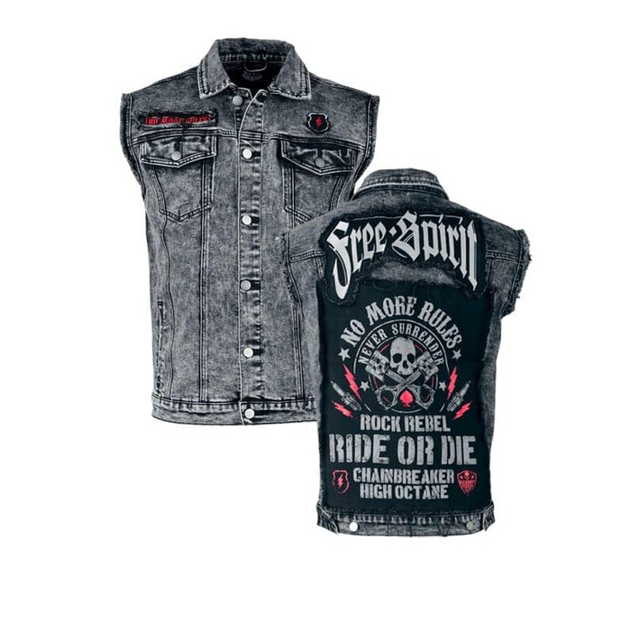 Чоловічий жилет Rock Rebel by EMP чорного кольору з ефектом Acid-Wash, розмір S