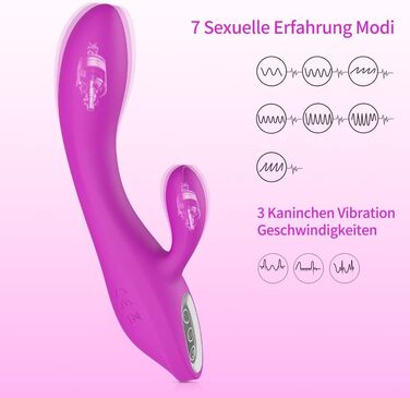 Вібратор для жінок Adorime Silikon Rabbit Vibrator – анальний вібратор, 7 режимів, фіолетовий