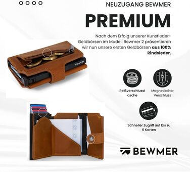 Слім-гаманець BEWMER v2 з RFID-захистом та монетницею для чоловіків та жінок, картхолдер з антиклонінгом для купюр та 9 кредитних карток (Кофе-чорний)