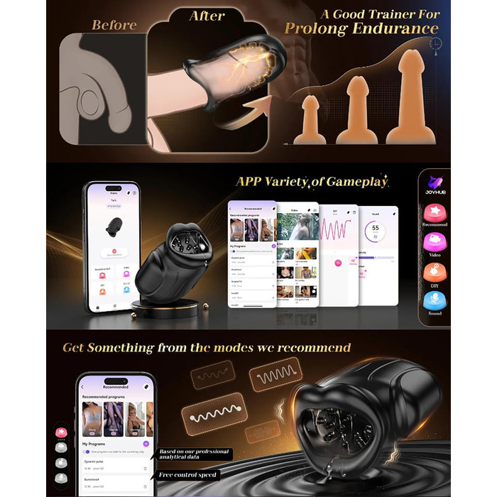 Електричний мастурбатор JFRong з 10 режимами вібрації - стимулятор пеніса для чоловіків (червоний)