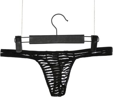 Чоловічий G-String Faringoto, смугастий, сітка, прозорий, низька талія, U-подібний вигин (XL, Чорний)