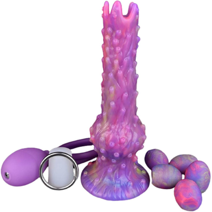Світловий інопланетний яйцеклад Dildo з п'ятьма світлими яйцями, пневматичний фентезі-дилдo, дилдo для відкладання яєць, сліпуча куля, анальний дилдo, мастурбатор G-Spot, секс-іграшки для жінок та чоловіків