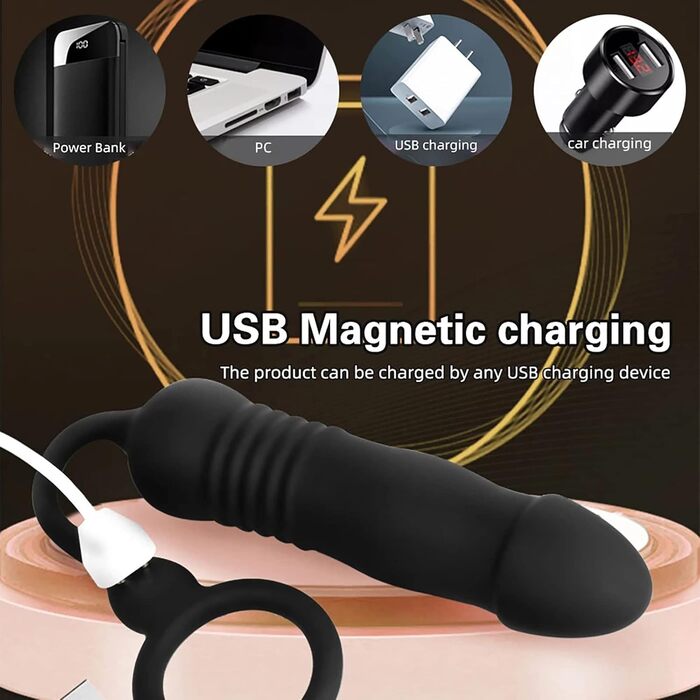 Масажер простати для чоловіків ChicLSQ з кільцем на пеніс, пультом керування та телескопічним вібратором. 3 режими вібрації + 3 режими ковзання. Інтимна іграшка для чоловіків