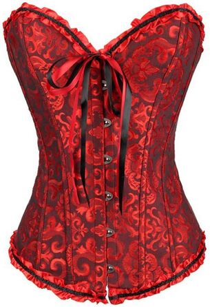 Корсет жіночий сексуальний, корсаж вінтажний готичний, бюстгальтер корсет у стилі стимпанк, топ корсет для жінок з великою грудьми, корсаж-шнурівка, талія, спідня білизна, корсет поверх бюсту, корсет вампір (4XL, червоний)