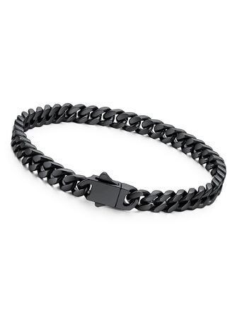 Чоловічий браслет-ланцюг Richsteel сталевий в стилі Кубанське плетіння, Hip Hop аксесуар, чорний, 5мм ширина, 21см довжина