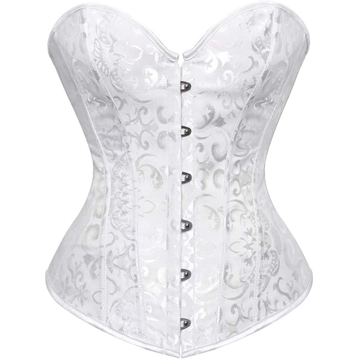 Корсетний топ CSKJ для жінок: готичний, вінтажний корсет, годинниковий корсет, повний бюст, зручний корсет, нижня білизна, корсет для вечірки, карнавалу, костюмів (Vampir, Steampunk, Piratenkostüm), 5XL, білий