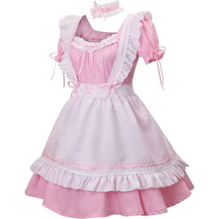 Костюм горничної MaxToonrain: Французьке плаття в стилі аніме Лоліта, костюм для жінок та дівчат, розмір XL, колір B-rosa