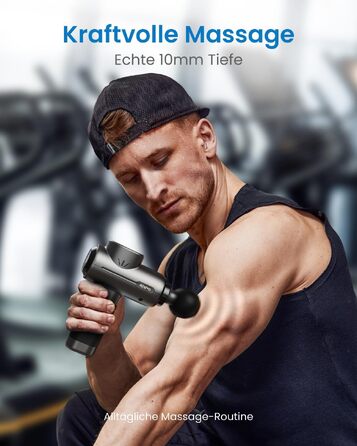 Перкусійний масажер RENPHO Massage Gun Active BK, електричний пістолет для масажу м'язів, 3200 об/хв, акумулятор 2500mAh, USB-C, чорний