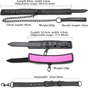 Набір BDSM 6-в-1: наручники, шлея для тіла, чокер, прічка, маска для очей. Набір для BDSM для пар (Чорний, Рожевий)