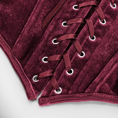 Кросет SCARLET DARKNESS у стилі Ренесанс з мереживом та шнурівкою, вечірній бюстєль з оксамиту, червоне, 44