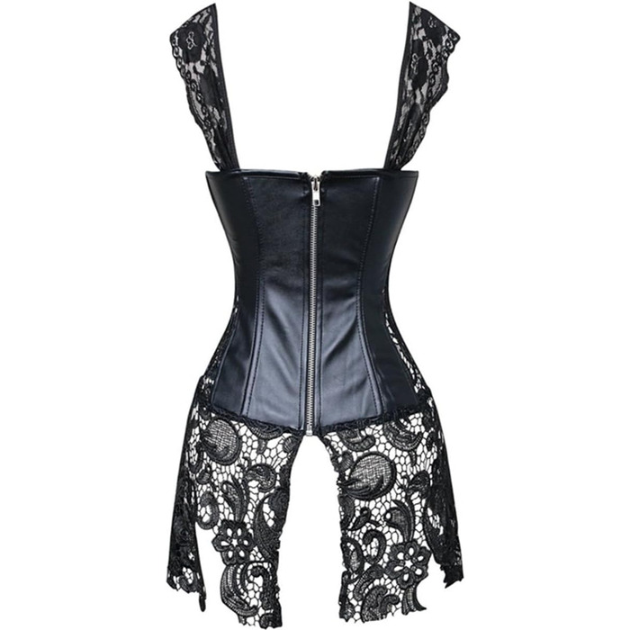 Жіночий корсет з екошкіри, готичний, сексуальний, для клубів, чорний, XXL