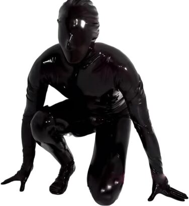 Чоловічий боді з еластичної шкіри (латексу) YZPNBW, чорний, для еротичних вечірок та SM-вечірок