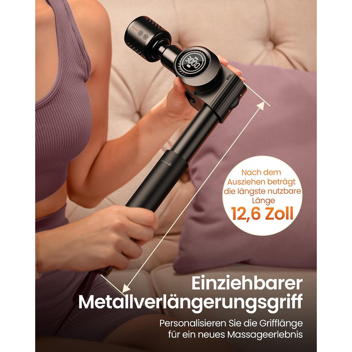 Перкусійний масажер Napre Massage Gun з функцією підігріву та охолодження, складаний масажний пістолет для тіла, спини та плечей, 32 рівні швидкості, 5 кутів нахилу, Gloss Black