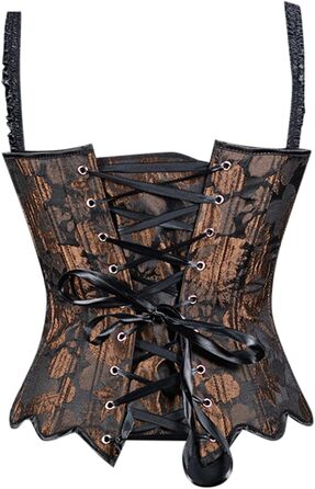 Жіноче корсетне бюстєль Overbust з бретелями, готичний стиль, корсет-топ, сексуальний корсет, карнавальний костюм, топ для корекції фігури (колір: коричневий, розмір: XS)