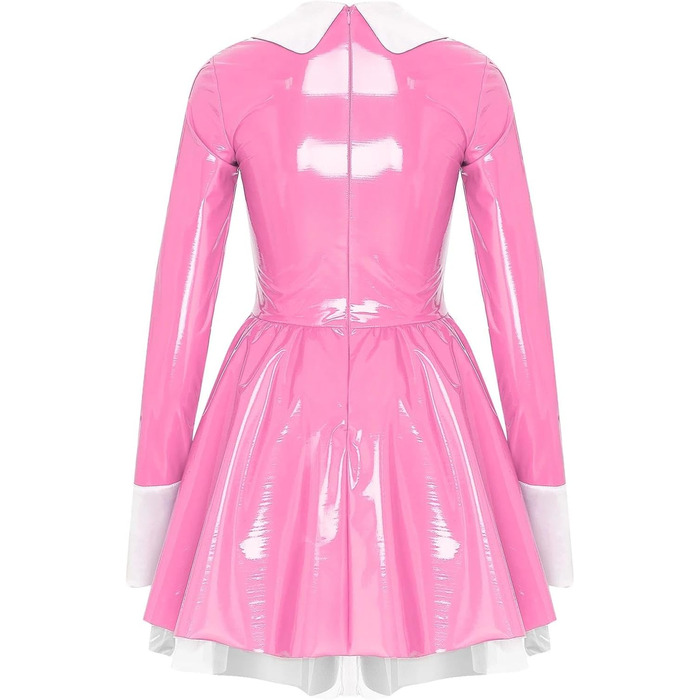 Костюм косплею: Французьке горничне плаття для жінок, рожевий, довгі рукави, A-силует, рожевий, розмір L
