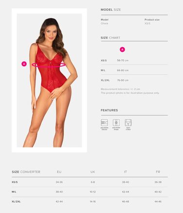 Сексуальний жіночий комплект білизни Selente Love & Fun: боді/відкритий боді/бодісток та атласна пов'язка на очі, виготовлено в ЄС (XS-S, Червоний-Ouvert)