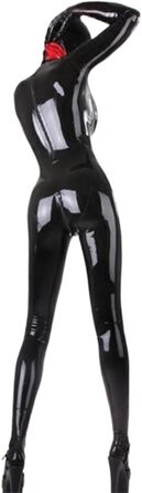 Чорний латексний комбінезон-костюм з блискавкою, маска, 3D-груди, для косплею та еротики, унісекс, преміум-якість, XXL