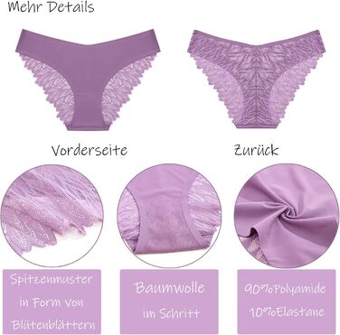 Набір трусиків FINETOO з 6 шт. - безшовні, мереживні, з низькою талією, S-XL