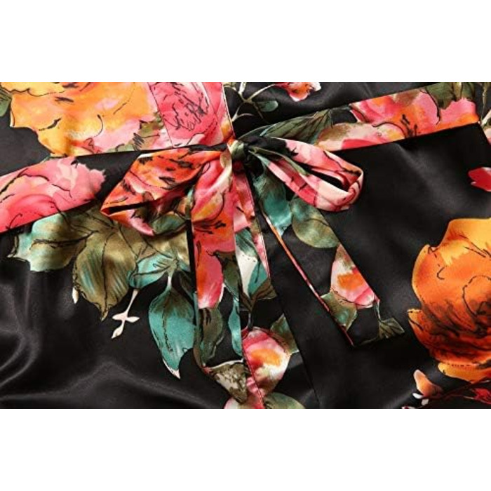 Жіночий халат goodmansam, довгий, квітковий сатин, кімоно, весільний, для нареченої, нічний, XL-XXL, чорний