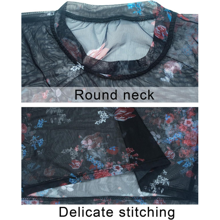 Чоловіча сітчаста футболка AIEOE з блискітками та глітером, прозора, мереживна, для клубного одягу, довга/коротка, з квітковим малюнком, з довгим рукавом