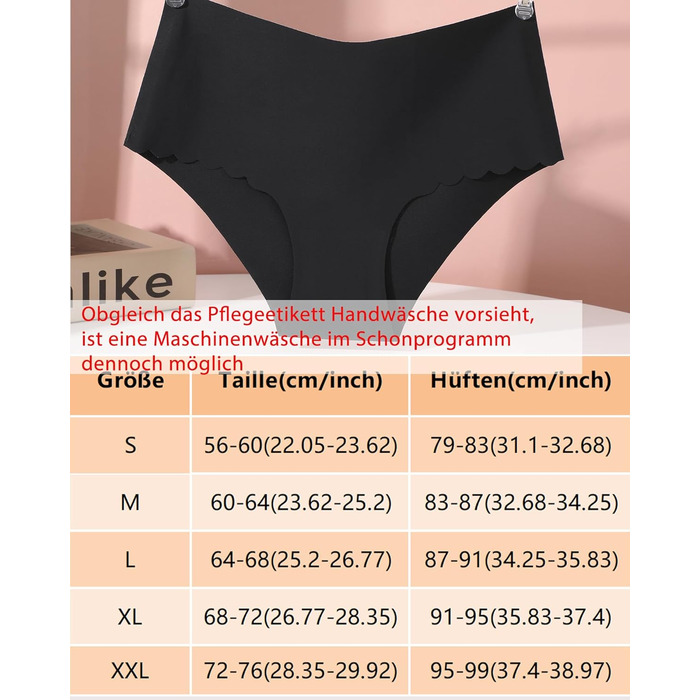 Шорти жіночі безшовні з високою талією, трусики-сліпи, 6 шт. (чорний) L